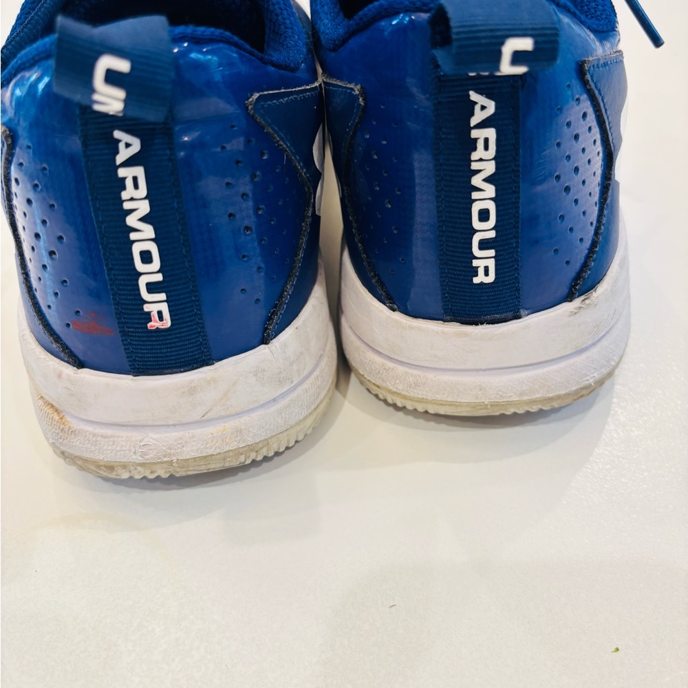 Under Armour  Basketball Men's Sneakers Navy and White Athletic Shoes size 14 - Picture 4 of 11